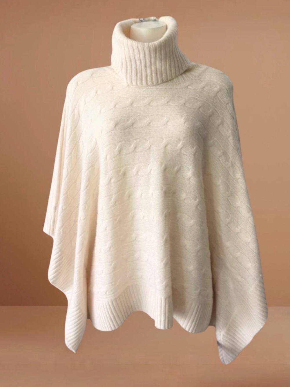New! POLO RALPH LAUREN Cashmere Wool Cable Knit Poncho Size Medium